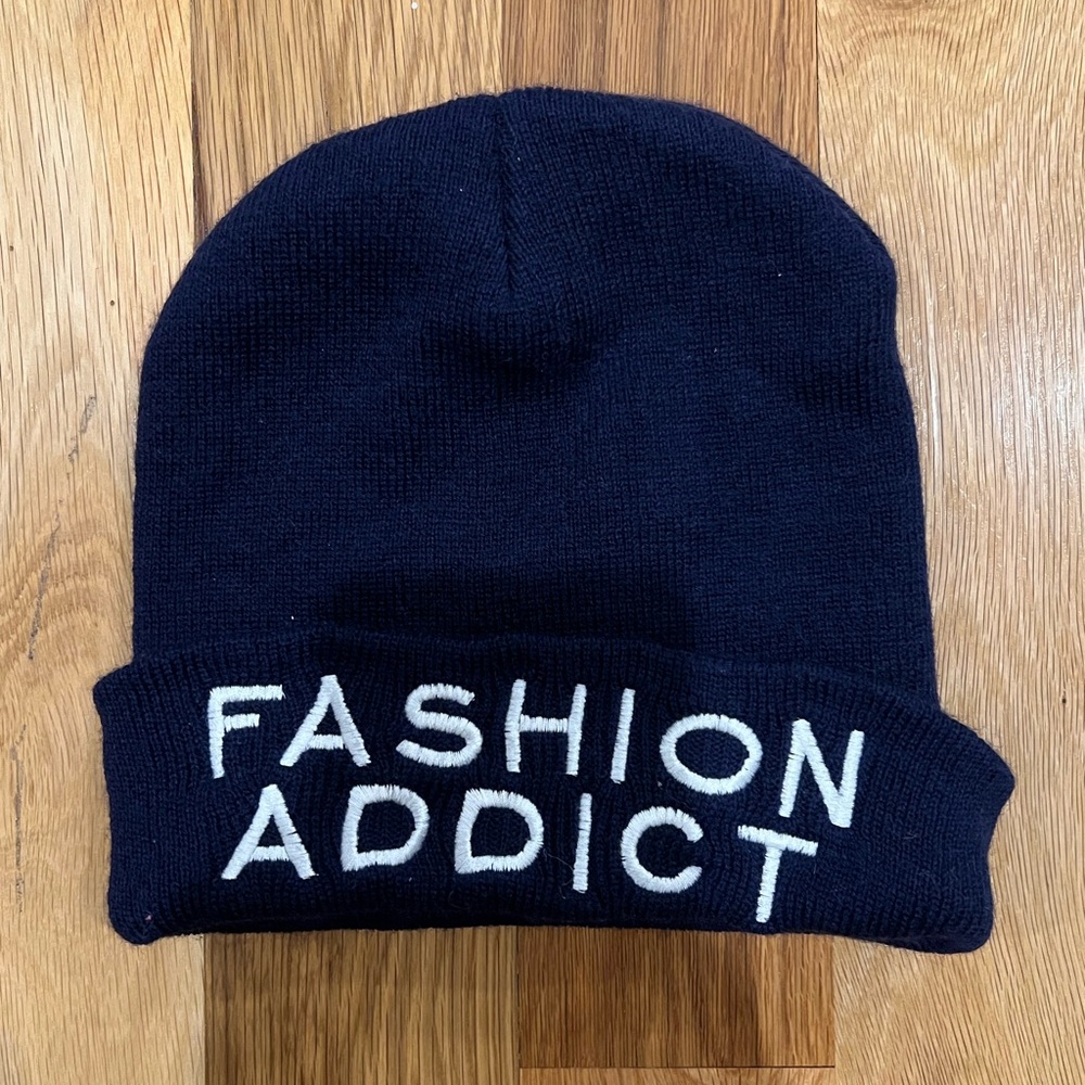 “Fashion addict” dark blue beanie